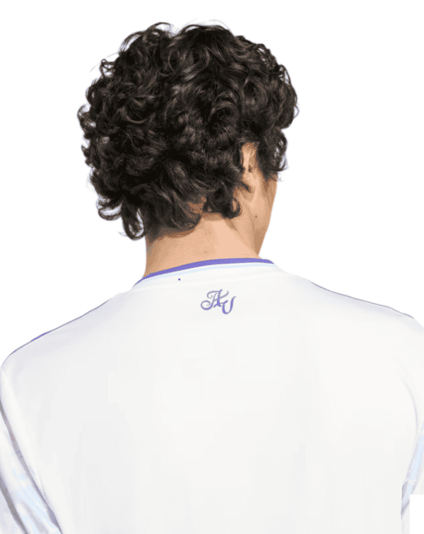 Aston Villa third football jersey 2025/26, white with blue accents, designed for fans and players.