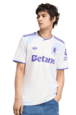 Aston Villa third football jersey 2025/26, white with blue accents, official club merchandise.