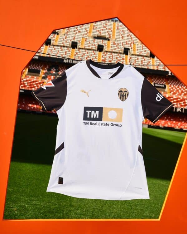 Valencia CF official home football jersey with team logo and sponsor.