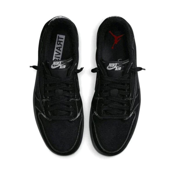 Black Phantom Travis Scott x Air Jordan 1 Low OG sneakers for basketball and streetwear.
