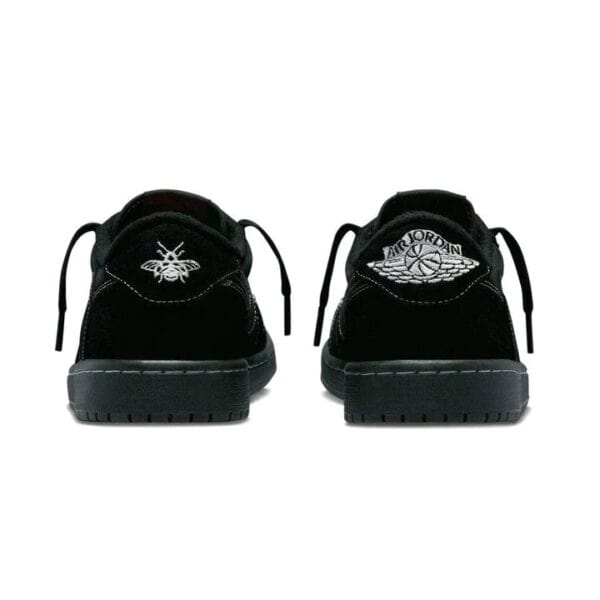 Black Phantom Travis Scott x Air Jordan 1 Low OG sneakers, limited edition collaboration.
