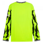 Bright yellow Dortmund goalkeeper jersey with black accents and anniversary logo.