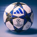 Official UEFA Champions League match ball with Adidas branding and Champions League logo.