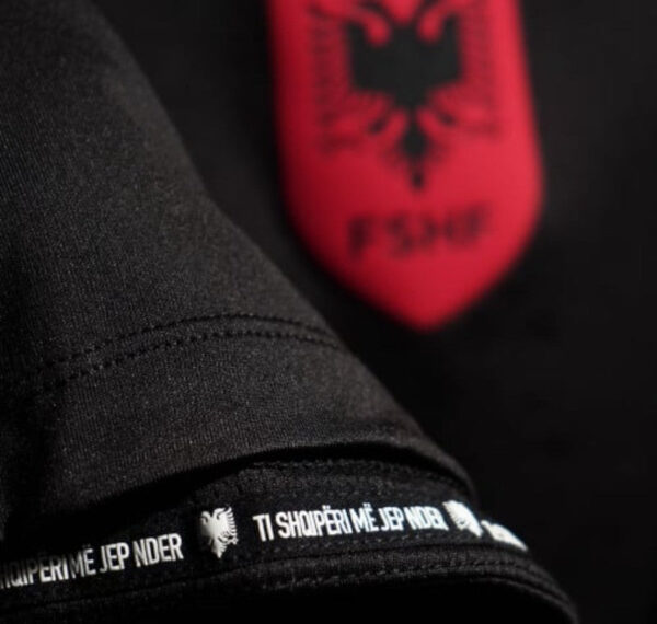Albania third football jersey 2024/25 with national emblem and modern design.