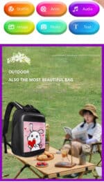 High-tech LED backpack with smart features for outdoor use.