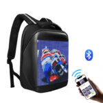 LED illuminated smart backpack with Bluetooth connectivity for customizable lighting effects.
