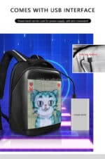 LED Backpack with USB Charging Port and Digital Display.