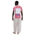 Atlético Madrid 2025/26 home football jersey with red and white stripes, official club logo, and "Vi.