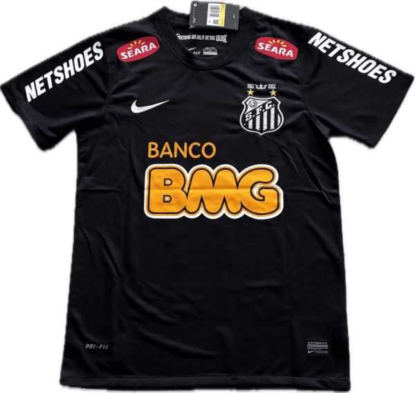 São Paulo FC black football jersey with sponsor logos and team crest.