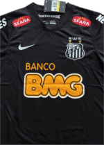 Santos FC black football jersey with BMG sponsor, Nike logo, and team crest.