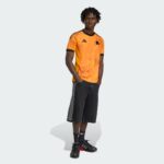 Roma away football jersey 2025/26, orange with black accents, perfect for fans and players.