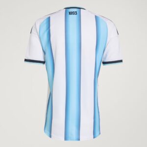 Back view of a white and light blue striped jersey with the number 1893 at the top.