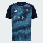 Al Nassr away football jersey 2025/26 with blue digital pattern and team logo.