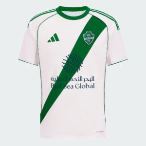 Authentic Al-Ahli Saudi away football jersey for 2025/26 season. Features team crest, green diagonal.