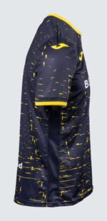 Norwich City away football jersey 2024/25 with navy and yellow design.