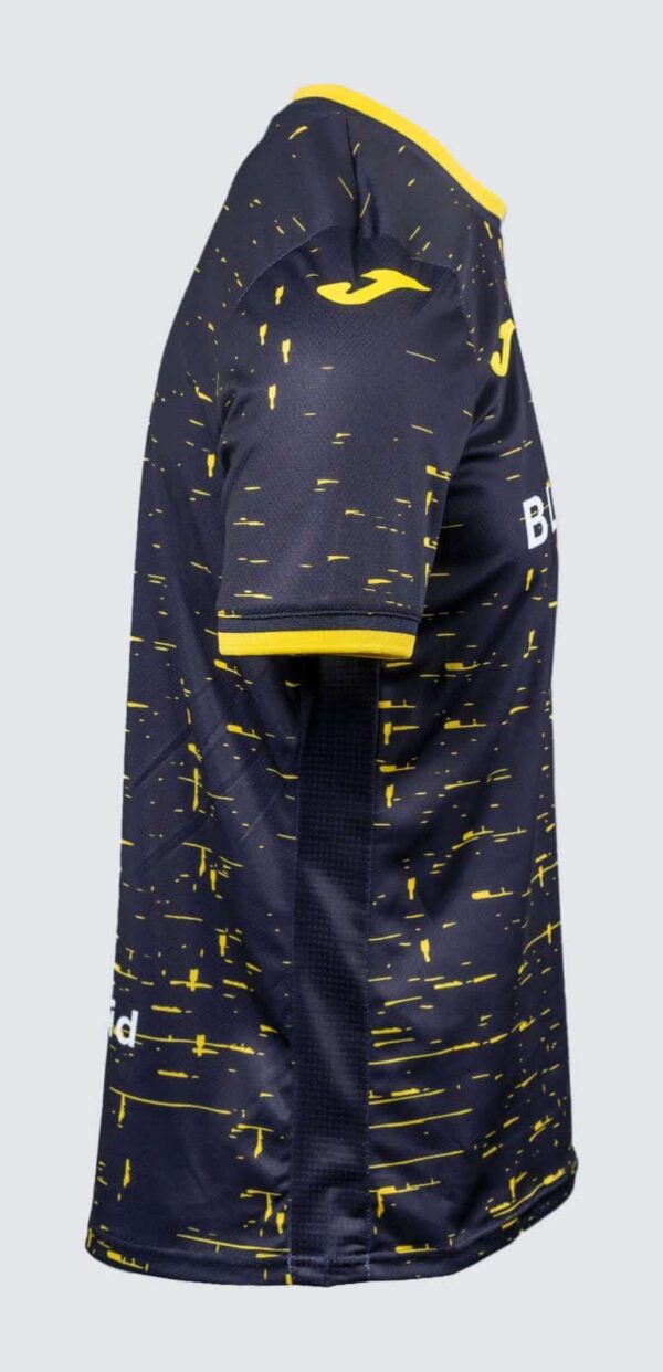 Norwich City away football jersey 2024/25 with navy and yellow design.