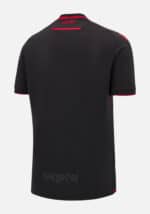 Albania third football jersey 2024/25 with black and red design, official team logo, and modern fit.
