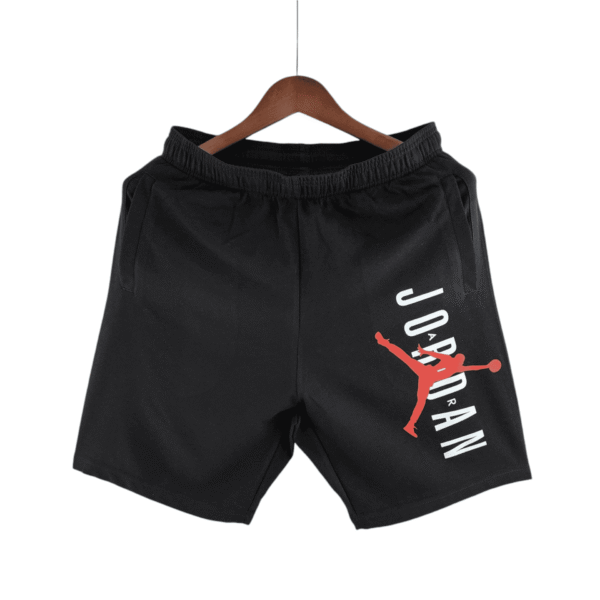 Black Jordan cotton shorts with iconic Jumpman logo and bold branding.