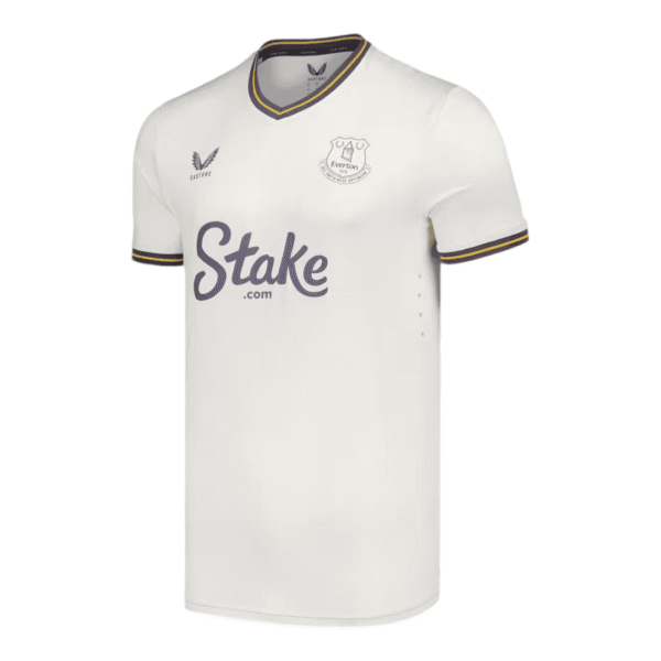 Everton third football jersey 2024/25 with team logo and sponsor, perfect for fans and collectors.