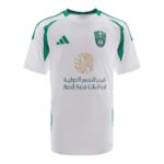 Official Al-Ahli Saudi away football jersey for 2024/25 season. White with green accents, featuring.
