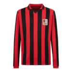 Vintage AC Milan football jersey with red and black vertical stripes.