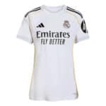 Authentic Real Madrid 2023/24 home football jersey, white with black and gold accents.