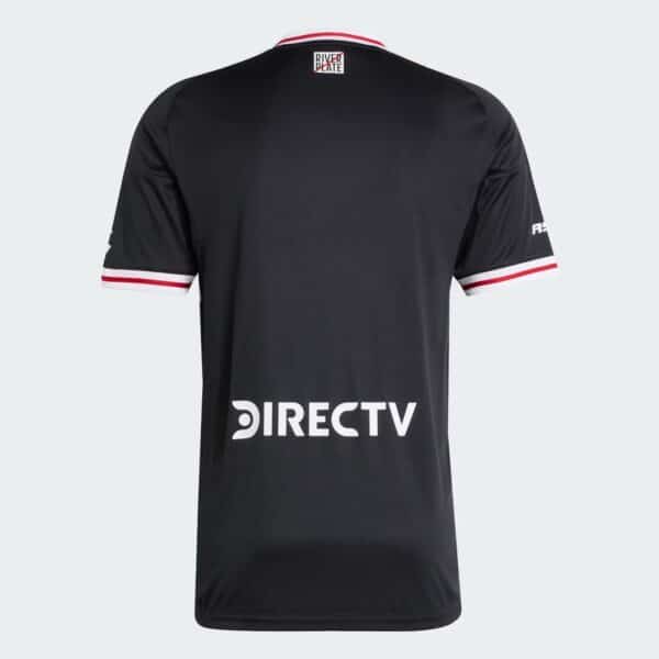 River Plate away football jersey 2025/26, black with red and white accents.