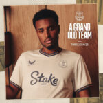 Everton third football jersey 2024/25, authentic design, white with team logo and sponsor.