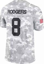 Nike Men's New York Jets Aaron Rodgers #8 Salute to Service Jersey in Arctic Camo.