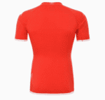 Bright red men's football jersey with white accents, lightweight and breathable.