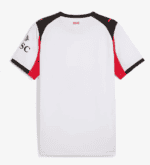 White Milan football jersey with black and red accents, short sleeves, and team logo.
