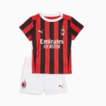 Kids Milan AC Home Football Kit 2024/25 with jersey and shorts.
