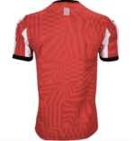 Authentic Southampton FC 2024/25 home football jersey, red with geometric pattern.