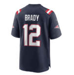Authentic Men's Tom Brady New England Patriots game jersey, navy blue, with player name and number.