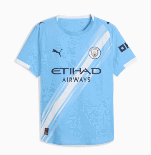 Manchester City 2025/26 home football jersey with club crest and Puma logo.