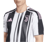 Official Juventus 2025/26 home player jersey with black, white, and pink design.
