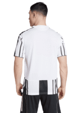 Juventus 2025/26 home football jersey for players, featuring classic black and white stripes.
