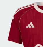 Authentic Al Ahly football jersey for 2025/26 season, red with white accents and Adidas logo.