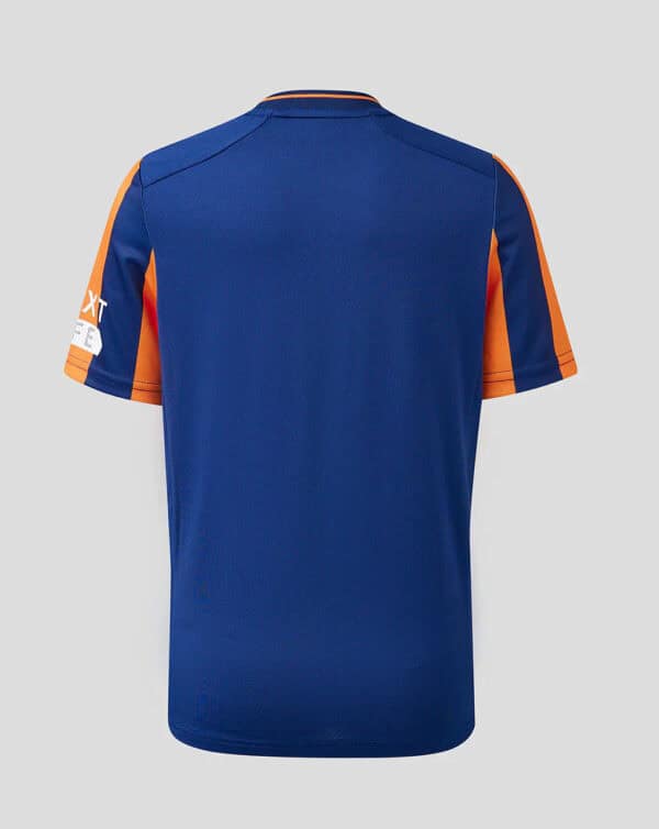 Rangers third football jersey 2023/24 in blue with orange accents.
