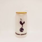 Tottenham Hotspur branded reusable drink bottle with straw.
