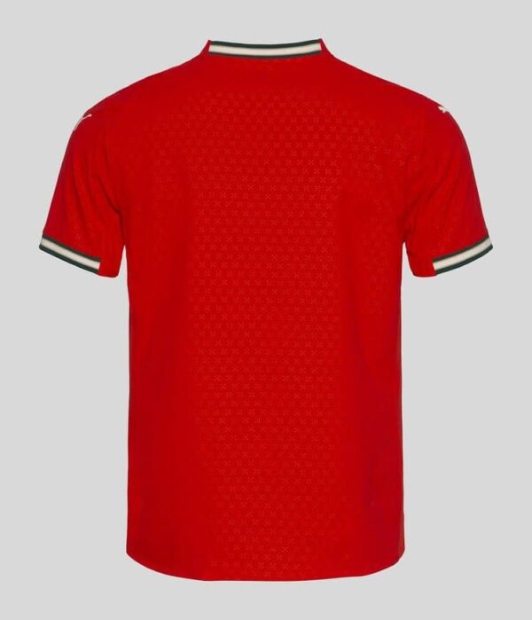 Portugal national team home football jersey 2025, red with black and white accents.