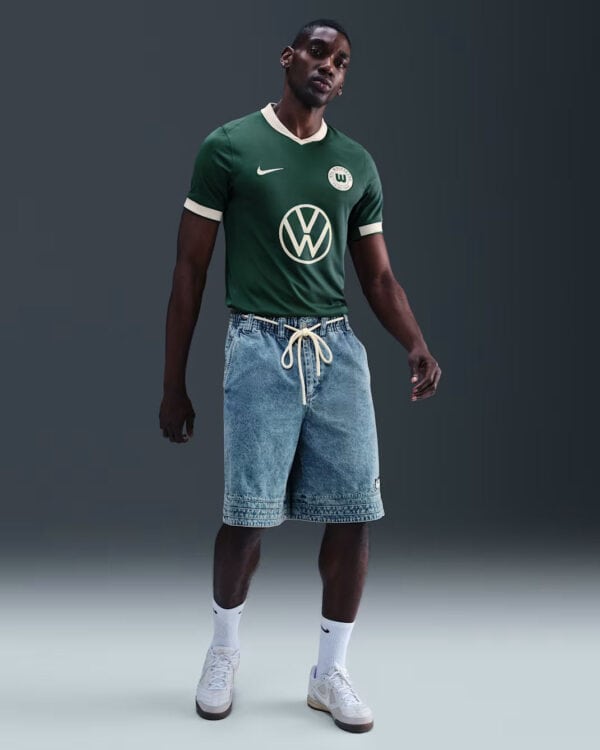 Authentic Wolfsburg 80th Anniversary football jersey for fans and collectors.