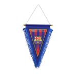 Flag of FC Barcelona football club with team crest and colors.