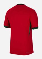 Portugal 2024 home football jersey, red with green accents, official matchwear for fans and players.