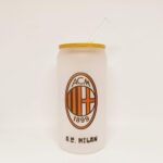 A.C. Milan logo tumbler with straw, sports team drinkware for football fans.