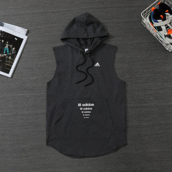 ADIDAS hoodie vest with adjustable hood, sleeveless design, and multiple color options. Perfect for.