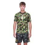 Green camouflage Adidas Bape football jersey for fans and athletes.