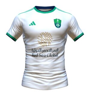 Official Al-Ahli Saudi away football jersey for players, featuring team crest and sponsor logo.
