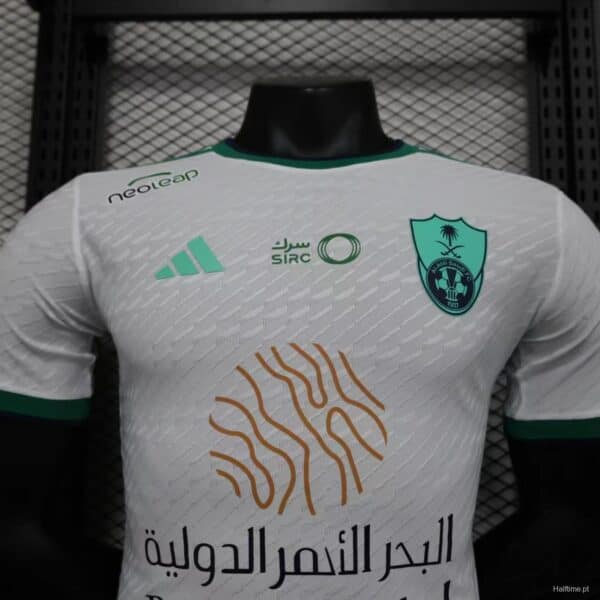 Authentic Al-Ahli Saudi away soccer jersey with team crest and sponsor logos.