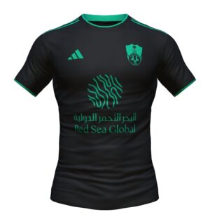 Authentic Al-Ahli Saudi third soccer jersey for players, featuring team logo and sponsor.